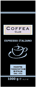 Coffea Club Black is a "classic" representation of Italian coffee, distinguished by the harmony of taste, notably full and rich, with a strong scent dominated by Central American coffees. Coffea Club Black Brand